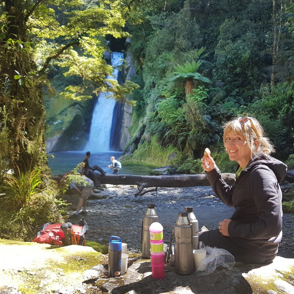 'Smoko break' at Giant Gate Falls - Milford Track