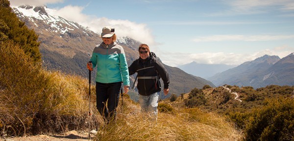 Enjoying the trail at Key Summit on the Routeburn Track Enjoying the trail at Key Summit on the Routeburn Track
