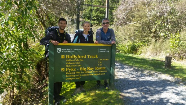 We made it! Photo at the end of the Hollyford Track We made it! Photo at the end of the Hollyford Track