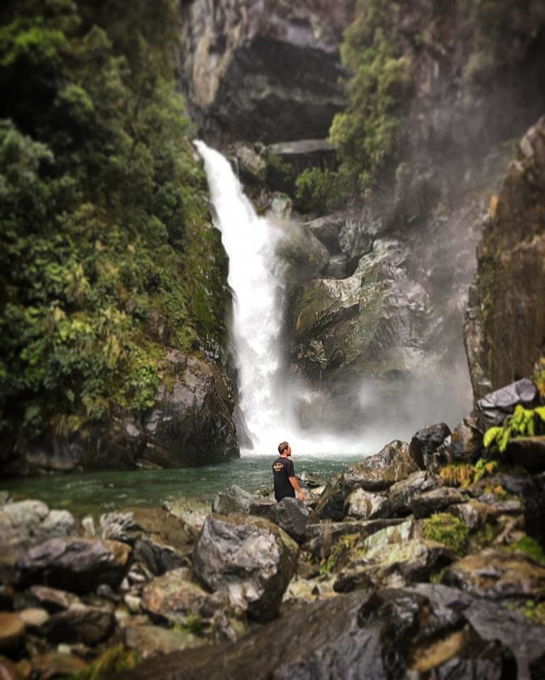 Hidden Falls along the Hollyford Track is an off the beaten track gem just waiting to be discovered. Photo credit: James Fisher  Hidden Waterfalls on the Hollyford Track, with Trips and Tramps